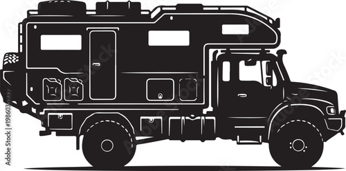 Camper truck, recreational vehicle, motorhome, travel trailer