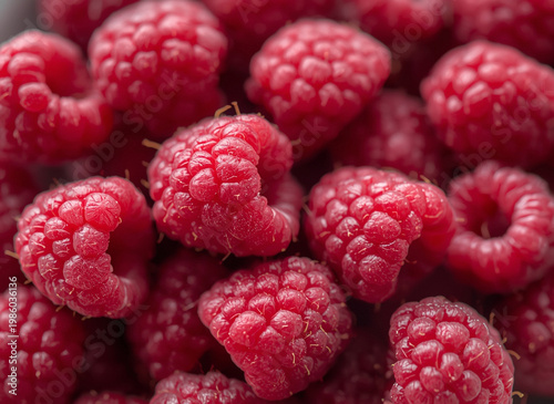 close up of ripe raspberries