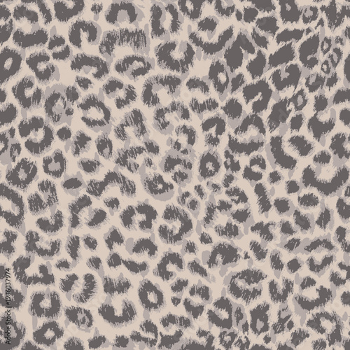 Cuadro en lienzo Gray and beige leopard print background with abstract spots and blurry effect
