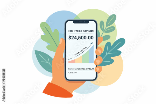 Modern Mobile High-Yield Savings Account Interface on Smartphone