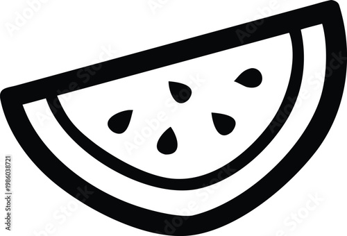 Refreshing watermelon wedge with black seeds for summer food and healthy snack graphics