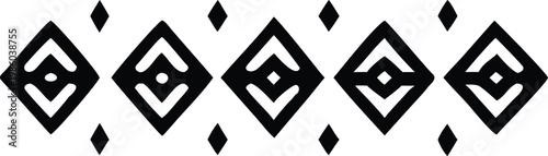 Repeating black square and rhombus motif suitable for modern design projects and branding