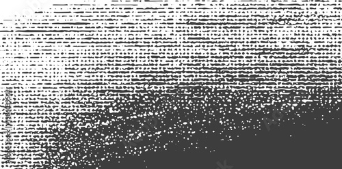 Black and White Distressed Halftone Texture Vector Background with Grunge Grainy Effect