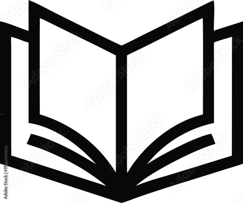 Spreading open book icon representing academic learning research and knowledge acquisition for educational purposes