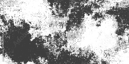 Black and White Grunge Vector Texture with Halftone Dots and Distressed Abstract Pattern for Urban Design Backgrounds