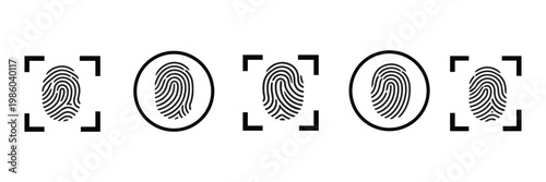 Fingerprint icon Graphic vector set. Fingerprint icon flat illustration set logo. Biometric authentication for security and access control.