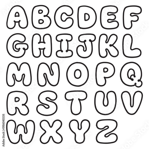 Alphabet letters uppercase bubble font.