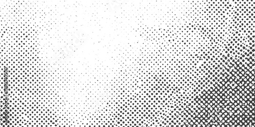 Distressed Black and White Halftone Vector Texture for Grunge Retro Background