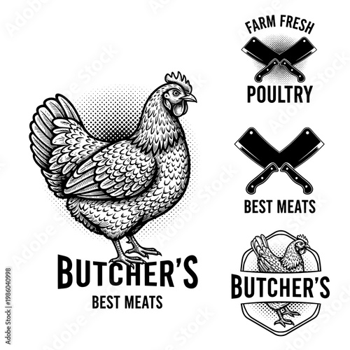 Butcher's Best Meats and Poultry Farm Fresh Logo Designs