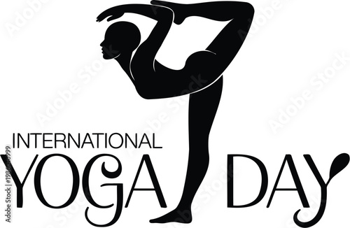 International yoga day silhouette in dancer pose with silhouette, natarajasana