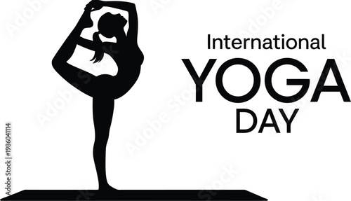 International yoga day celebration with black silhouette in dancer pose