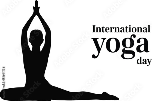 International yoga day silhouette with arms raised in pose, illustration