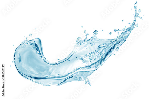 blue water splash isolated on white background