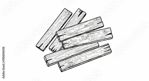 Rough wooden planks are piled together