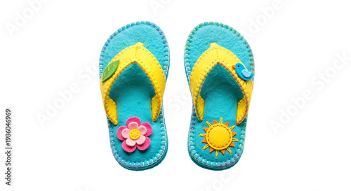 Children’s Flip-Flops with Flower and Sun Design