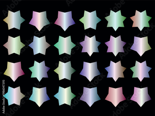 A vibrant collection of multicolored star shapes on a with shiny effects