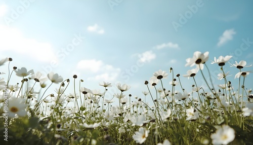 Wildflowers Field Perspective with Soft Breeze Movement