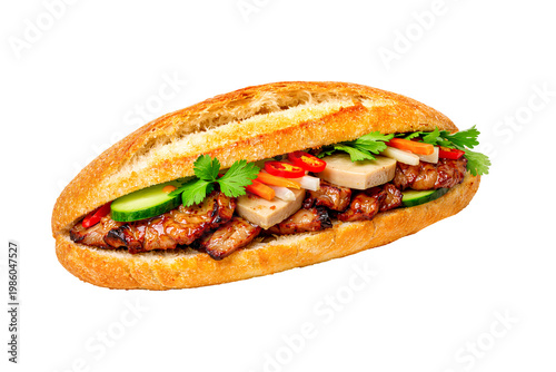 Banh mi sandwich on white background