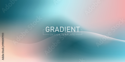 Abstract colorful mesh gradient background with wavy lines and copy space for design. vector illustration.