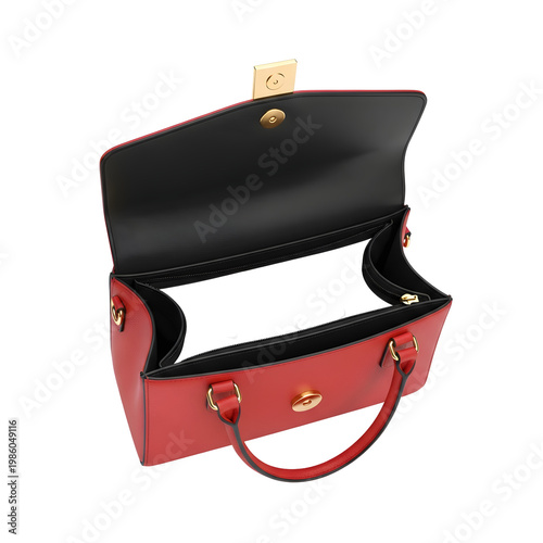 Red Leather Handbag with Gold Hardware.