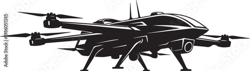 Drone, black drone, vector drone, aerial vehicle, robotic aircraft