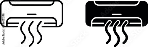 Air conditioner icon set, wall mounted split system, cooling and heating climate control device