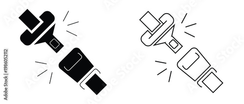 Safety seat belt vector illustration. Open Seat Belt Icon Set. 