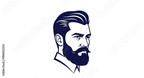Stylish bearded man head illustration for barbershop logo