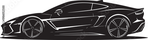 Sleek sports car, black vehicle, luxury automobile, side view