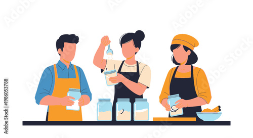 People Cooking and Preparing Food in a Kitchen