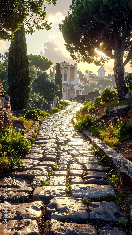 Obraz premium Ancient Roman path view