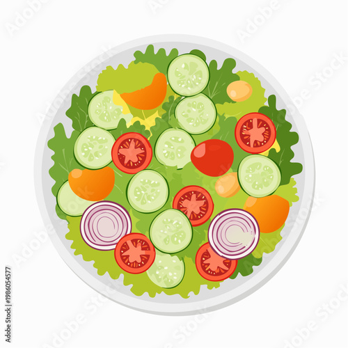 Eine frische Gourmet-Salat-Bowl aus der Vogelperspektive