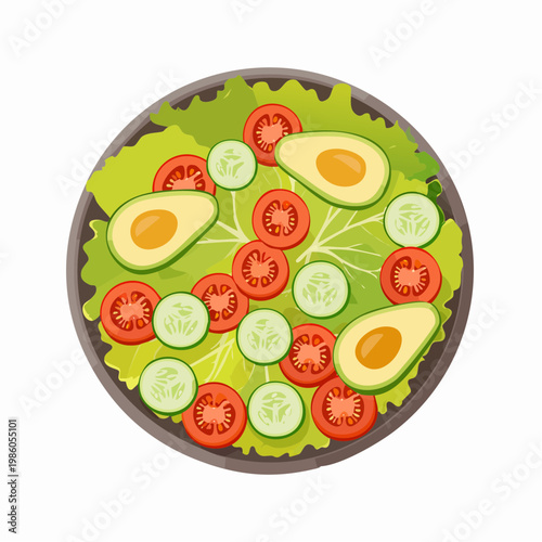 Eine frische Gourmet-Salat-Bowl aus der Vogelperspektive