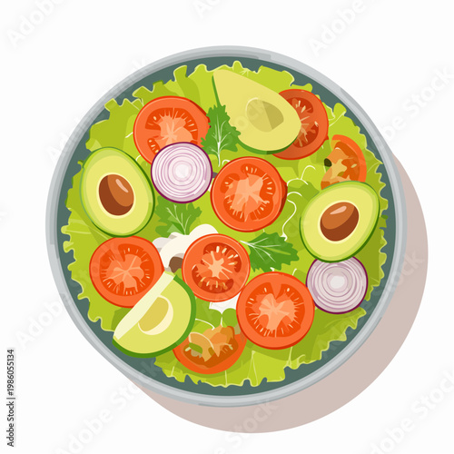 Eine frische Gourmet-Salat-Bowl aus der Vogelperspektive