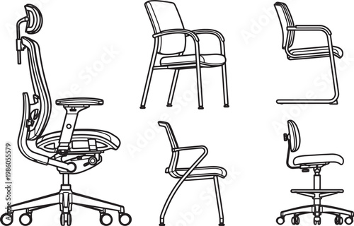 An array of ergonomically designed chairs is meticulously displayed, presenting a comprehensive look at various models tailored for both comfort and functionality.