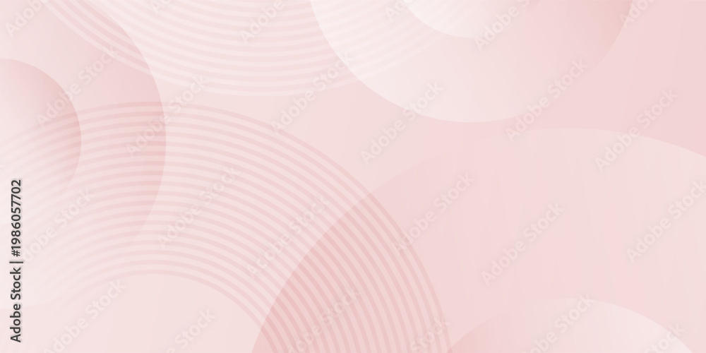 Fototapeta premium Abstract Soft Pink Background with Overlapping Circles and Concentric Lines, Modern Elegant Rose Gradient Geometric Vector Texture for Beauty, Wellness, and Wedding Design
