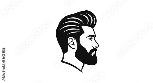 Stylish man head profile with modern beard and haircut illustration