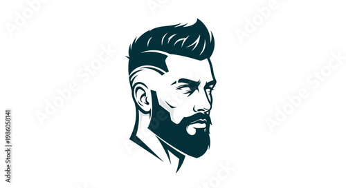 Stylish man with modern fade haircut and full beard profile