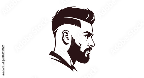 Stylish man profile illustration with modern haircut and beard