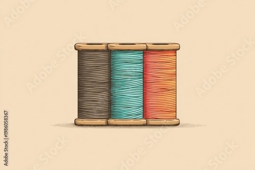 Sewing Thread Spool Thin Line Minimal Branding Icon