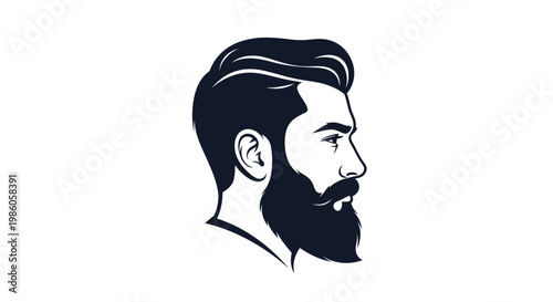 Stylized man's head profile with beard and classic haircut