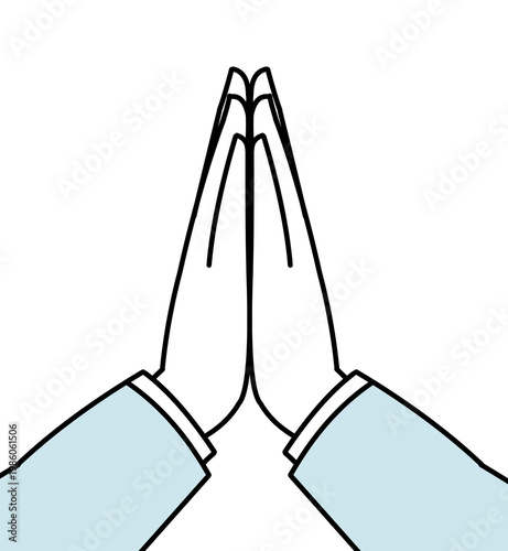 手を合わせてお願いするイラスト