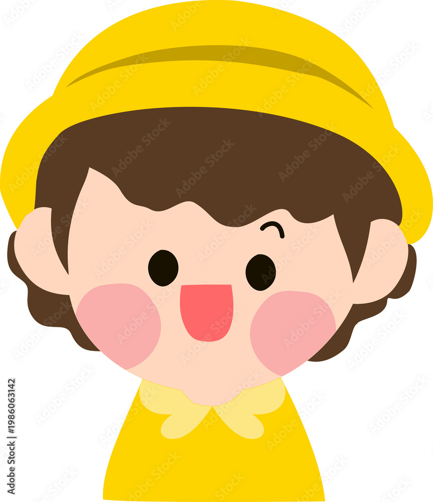 Obraz premium Cute Little Kids Characters in Yellow Outfit