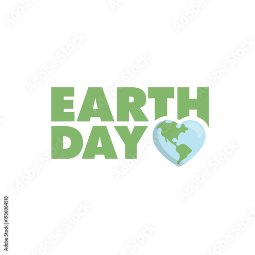 Earth day banner with heart shaped planet earth