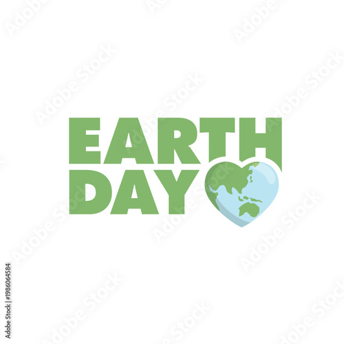 Earth day banner with heart shaped planet earth