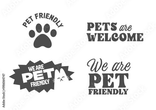 Pets are welcome banner simple icon pet friendly places