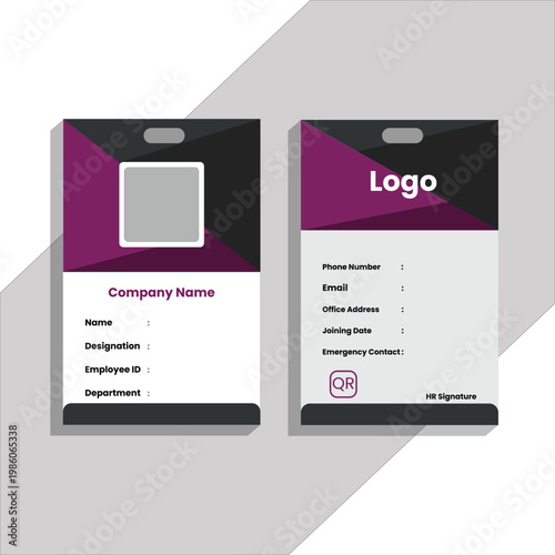 Modern Business & School ID Card Design Template – Professional Corporate Identity Badge, Student ID Card Layout, Clean & Minimal Style,  Vector File, Company id card, id card, id card