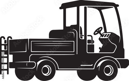 Black utility vehicle, golf cart, utility cart, silhouette icon