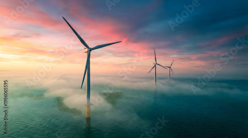 Wind turbines at sunset a sustainable energy landscape