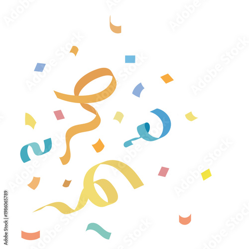 シンプル販促・装飾素材シリーズ – 左下から吹き上がる紙吹雪の装飾背景素材（カラーフラット）